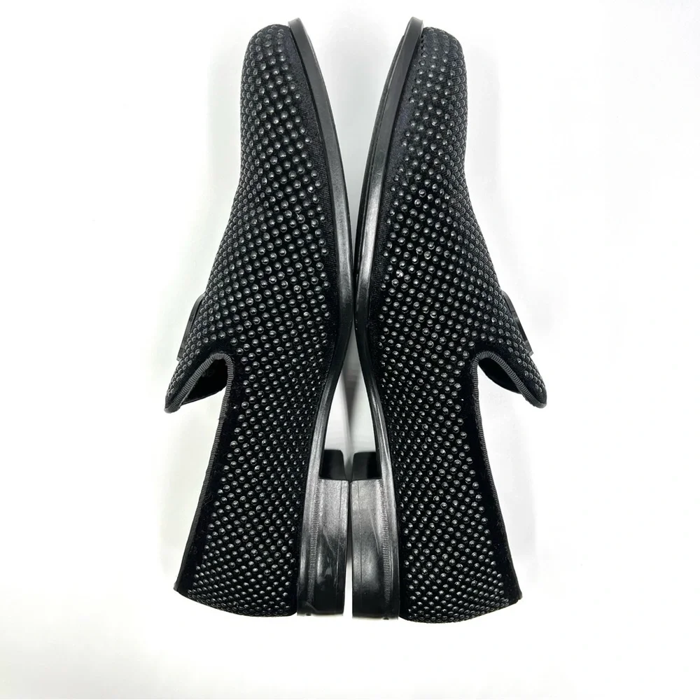 Stacy Adams Mens Size 9.5 Swagger Black Studded Slip On‎ Loafers Shoes